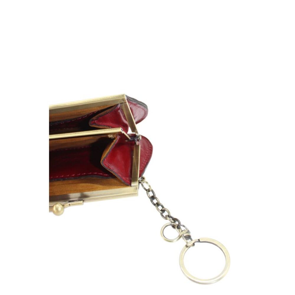 Patricia Nash Womens Metal Framed Kiss Lock Leather Logo Coin Pouch Keychain Red - Picture 5 of 6